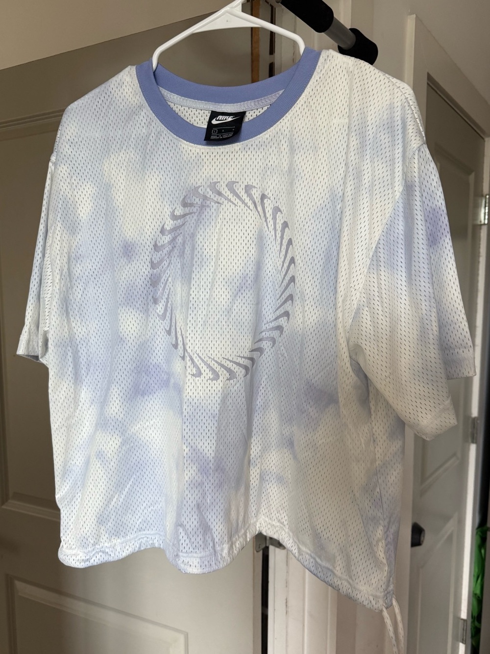 Nike White & Lavender Tie-Dye Mesh Tee